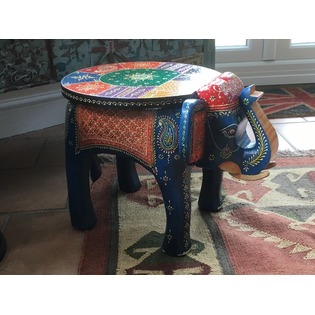 Wood Painted Elephant Table