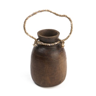 Wooden Pot with Rope Handle