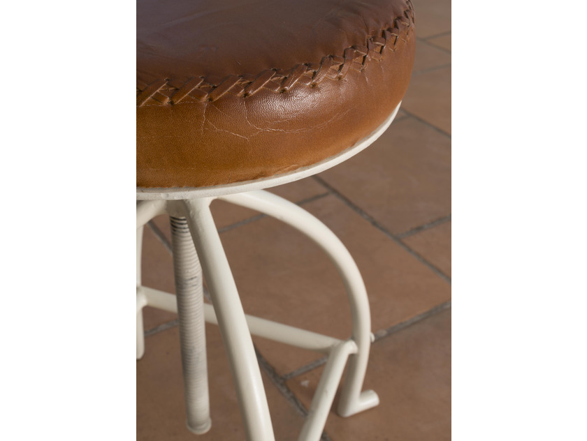 Iron and Leather Stool