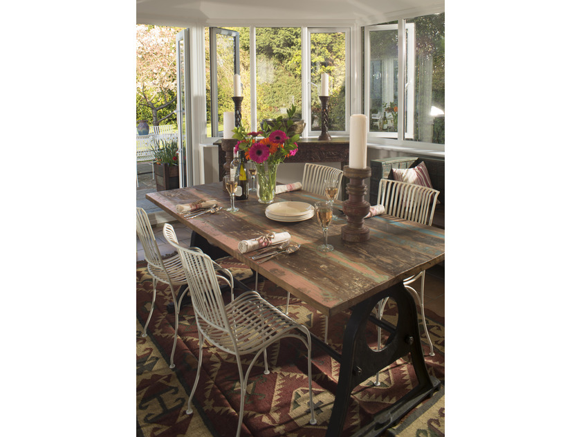 Iron Dining Table with Reclaimed  Wood